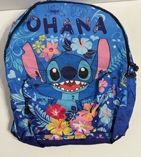 Disney Stitch Ohana Backpack Blue Floral Lilo Stitch NWOT