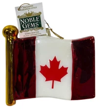 Noble Gems Canada Flag Maple Leaf Glass Christmas Ornament NEW Kurt Adler