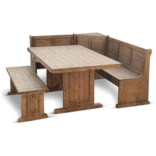 Sunny Designs Doe Valley Farmhouse Wood Breakfast Nook Set in Buckskin
