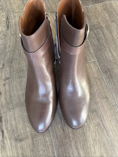 Stivaletti Coach Dean in pelle firmati rivestiti in tela noce cachi taglia 9 prezzo al pubblico consigliato $250