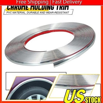 0.3'' Chrome Molding Trim Strip Car Door Window Bumper Protect & Embellish 16Ft