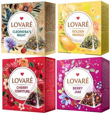 Lovare Tea Pyramid Premium Flavors - Ловаре Чай Aссорти в Пирамидках 15 x 2g