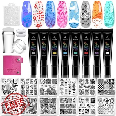 Biutee Nail Stamping Plates Set 12pcs 8 Colors