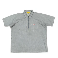 Vintage Ben Davis Striped 1/4 Zip Shirt Men Size XL Yellow Tag