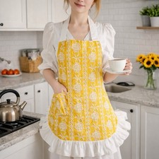 Embroidered Rose Apron Gift For Mom HouseWarming Kitchen Cooking Apron