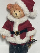 Russ Berrie Vintage Santa Teddy Bear Figurine Decoration 6" Christmas Figure