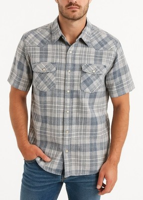 Desert Son Flag & Anthem Men's Plaid Shirt 2XL Blue Western Cowboy Rockabilly