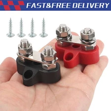 2PCS 1/4" M8 12-48V Bus Bar Terminal Block Power Stud Battery Junction Post