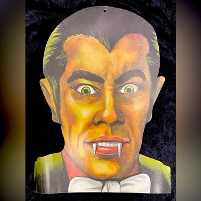 Vtg Count Dracula Vampire Bloodshot Green Eyes Long Sharp Fangs Halloween Rare - Image 1 of 4
