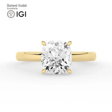 Cushion Diamond Engagement Ring 18k Yellow Gold Labgrown 3.15 Ct Solitaire
