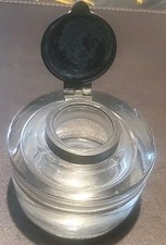 Victorian Glass Dump Inkwell Bottle.Crystal Rare Pressed Glass. Good Condition