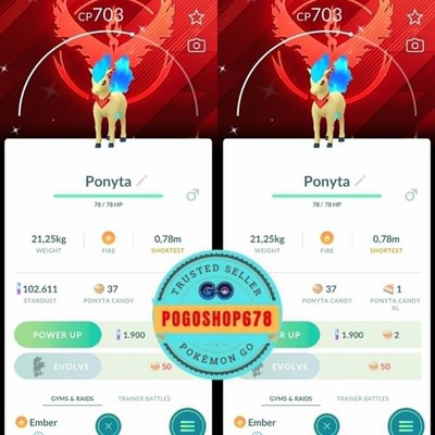 Pokémon PTC Go - Shiny Ponyta Candela themed accessory Team Valor Background  