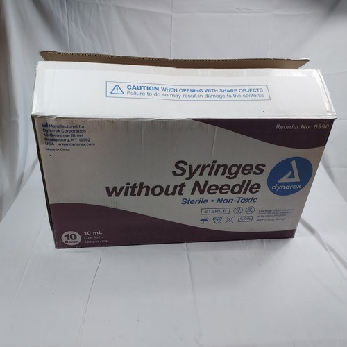 10cc Luer Lock Syringe 1000 Count Box Dynarex #6990 (Without Needle)