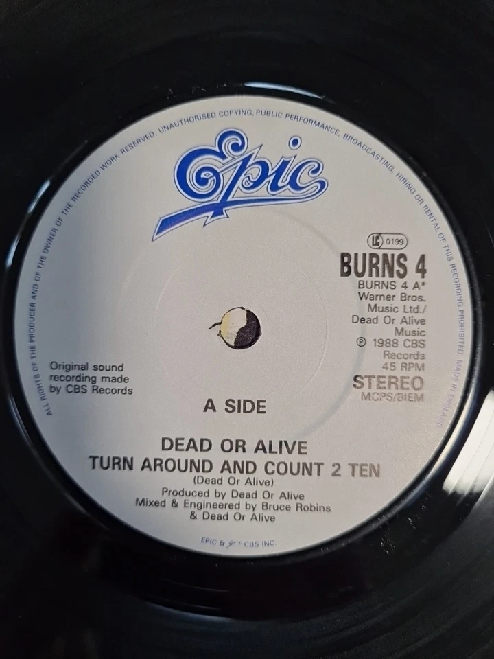 Dead Or Alive - Turn Around And Count 2 Ten - EPIC - 7" 45rpm - 1st Press - UK - Image 4 of 4