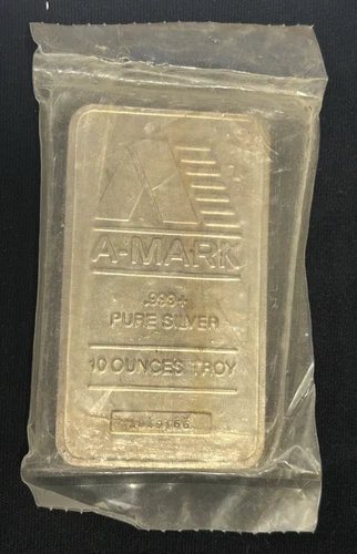 A-MARK Silver Bullion bar .999+ PURE   10 Ounces Troy Original package