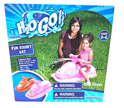 H2O Go! Fun Squirt Inflatable Jet Ski Ride-On For Kids Ages 3-6 Pink The Belles