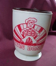 Vintage Dawn Donuts Whirley Plastic Travel Mug with Top, Flint Mi.