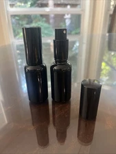 2  Empty 1 oz  30ml  BLACK Glass Bottles Mist Pump Spray Fragrance Essential Oil