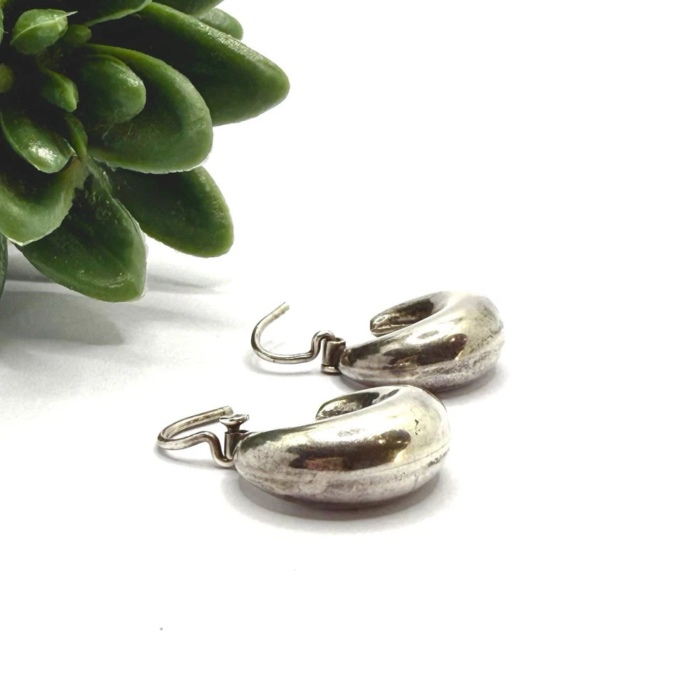 Pendientes de aro de plata 925 - 5,5 mm, 4,05 g | Diseño de media luna audaz Foto 3 de 4