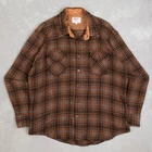 Vintage Wool Checked Flannel Shirt X-Large Men's 1980s Brown Plaid