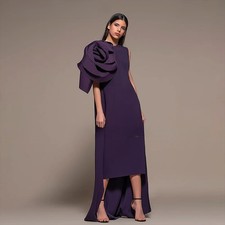 Evening Dress Chic 3D Flower O-Neck Tea Length Prom Gowns Cocktail Party Dresses