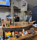 3550 Playmobil pirate ship, 70s figures, cannons with bullets, vintage toys