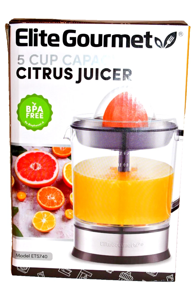 Elite Gourmet Citrus juicer, 2 sizes for lemons & grapefruits. Stainless steel.