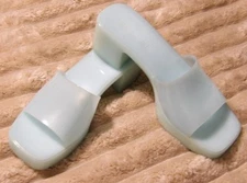 Steve Madden Womens Slip On Harlin Jelly Block Heel Sandals Blue Size 8M NWOB