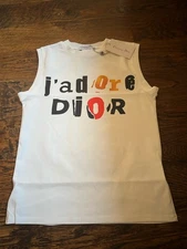 Jadore Dior White Ivory Multi NWT Made In Italy Tank Top Shirt EU 38 US8