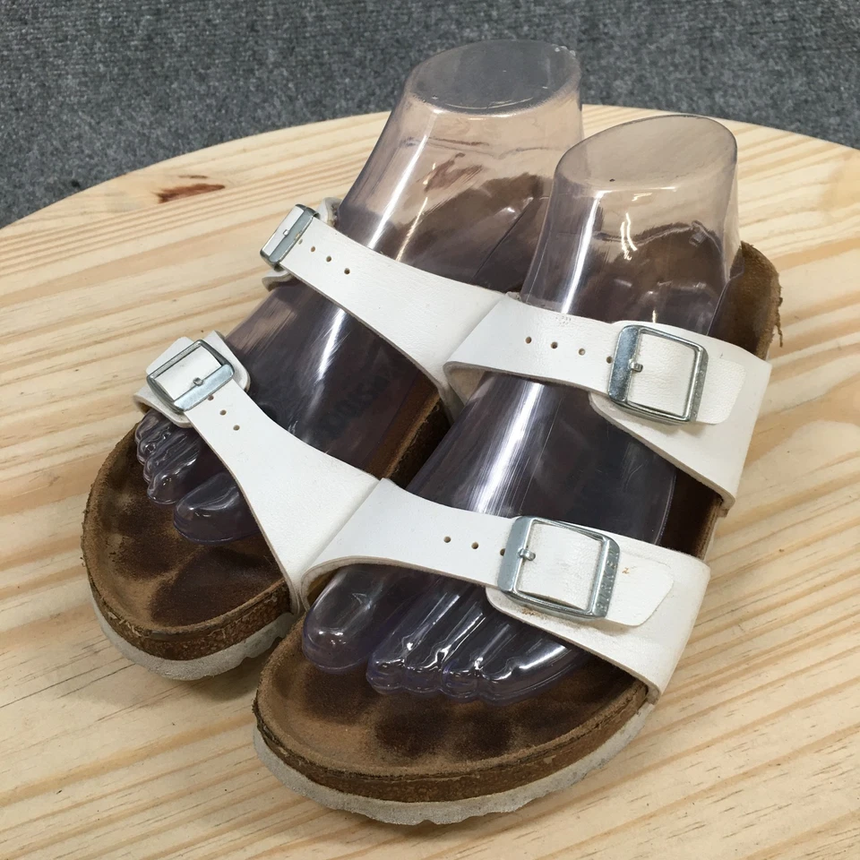 Sandalias Birkenstock para mujer 38 Sydney Birko-Flor sin cordones con hebilla deslizable blancas Foto 3 de 4