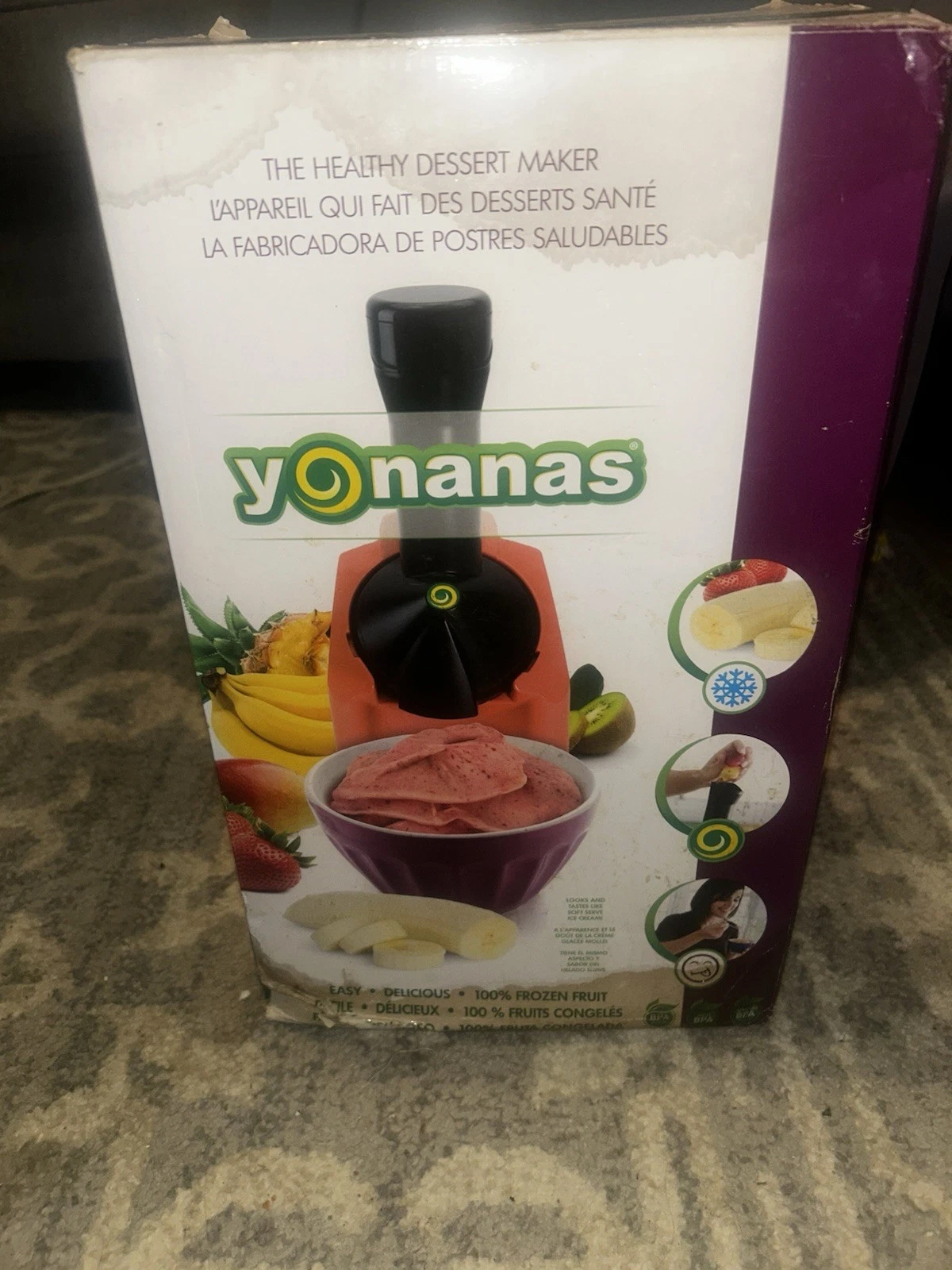 Yonanas Healthy Dessert Maker NEW Open Box Unused red and black