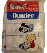 Vintage Dundee Disney Crib Sheet Baby Mickey Minnie Mouse 28 X 52" 100 Cotton