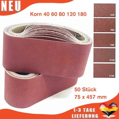 ABEST-SUPERMARKET 50x Gewebe Schleifbänder 75 x 457 mm Schleifband f Bandschleifer Korn 40-180 DE