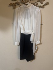 Calvin Klein Women's Mock-Neck Chiffon-Top Dress Size 4(b37)