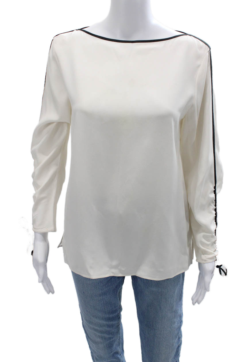 Lafayette 148 New York Women Silk White Long Sleeve Blouse Size SFree Shipping in US $100+ Orders | $6.95 Orders Below