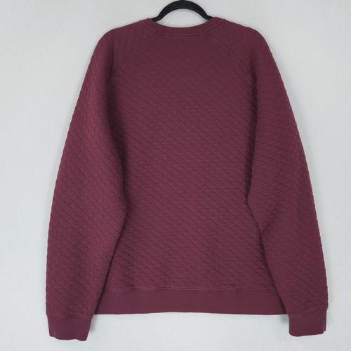 LL Bean Sweater Mens XL Burgundy Traditional Fit Quilted Crew Neck Sweatshirt - Picture 9 of 10