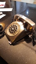dreyfuss 500 plug in landline phone brush chrome old dial push button style