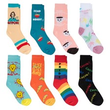 Crazy Socks 8 Pairs - A Bit Wordy Funny Novelty Socks Adult Large