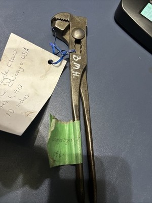 Rare Vintage Eagle Claw Wrench Co Jumbo 10  Slip Joint Pliers Pat Feb 6, 1912