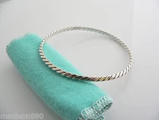 Tiffany & Co Twist Bangle Bracelet Stack Blue Pouch Twirl Line Edge Gift Love