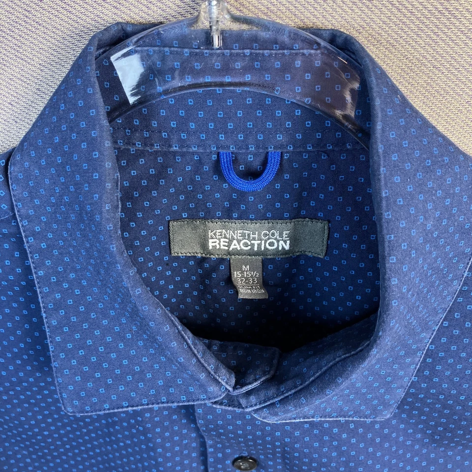 Camisa Kenneth Cole Reaction Para Hombre Calce Ajustado Manga Larga Talla M Azul Sin Hierro Foto 4 de 4