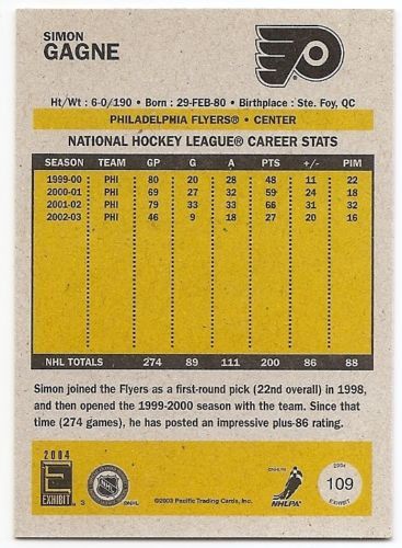 03/04 PACIFIC EXHIBIT YELLOW BACKS PARALLEL Hockey (#101-150) U-Pick From List - Picture 10 of 49