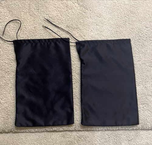 TWO PRADA DUST BAGS COVER MATCHING STORAGE ACCESSORY TRAVEL BAGS SATEEN NAVY - Picture 3 of 7