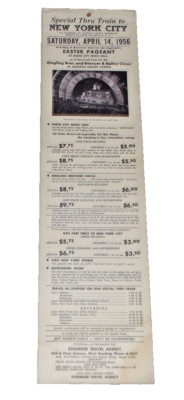 APRIL 1956 READING COMPANY NEW YORK CITY SPECIAL EXCURSION TRAIN BROADSIDE