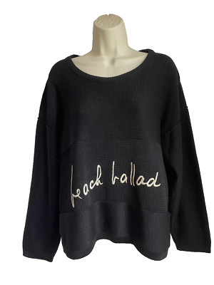 Sonia Rykiel Inscription Sweater Top Medium M Heavy Cotton Knit