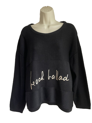 Sonia Rykiel Inscription Sweater Top Medium M Heavy Cotton Knit