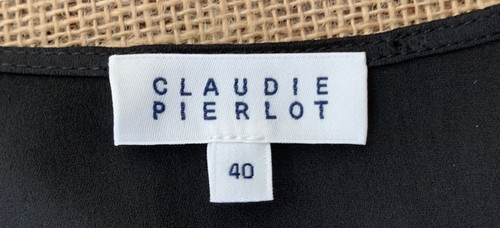 Designer CLAUDIE PIERLOT black round neck short sleeve top size Medium - Picture 7 of 11