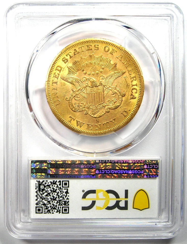 1858-S Liberty Gold Double Eagle $20 Coin - PCGS MS60 (BU UNC) - $9,000 Value - Image 3 of 4
