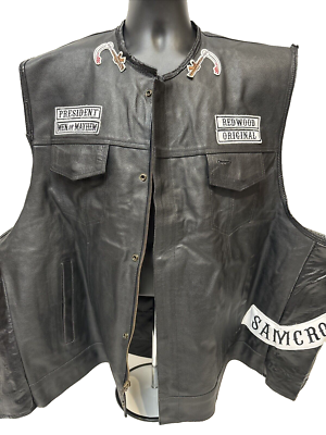 Soa Biker Waistcoat With Patches Harley Davidson Vest For Men New