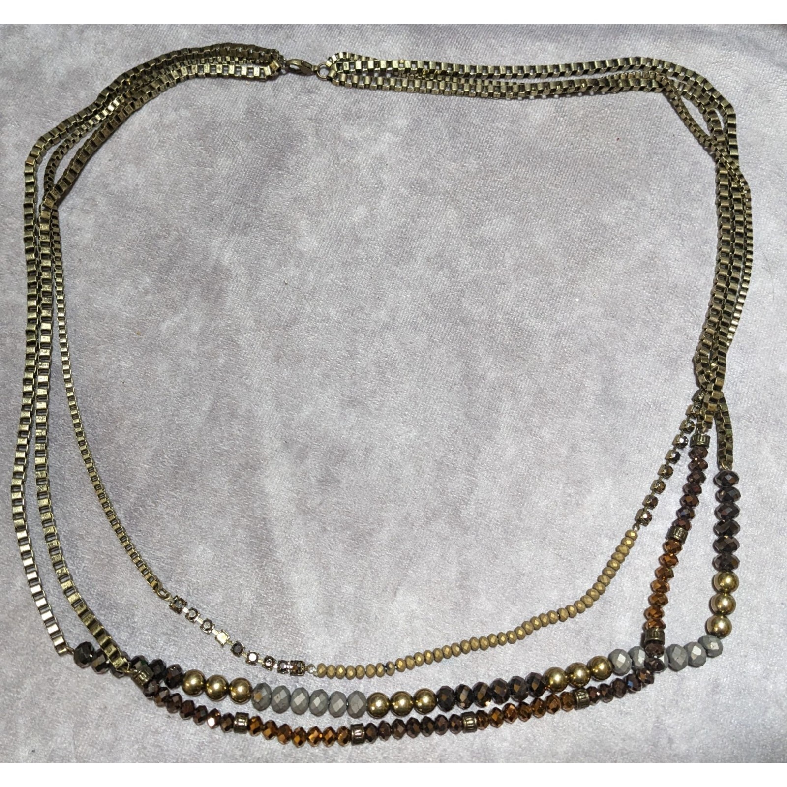 Multilayer Glam Box Link Beaded Statement Necklace - image 12